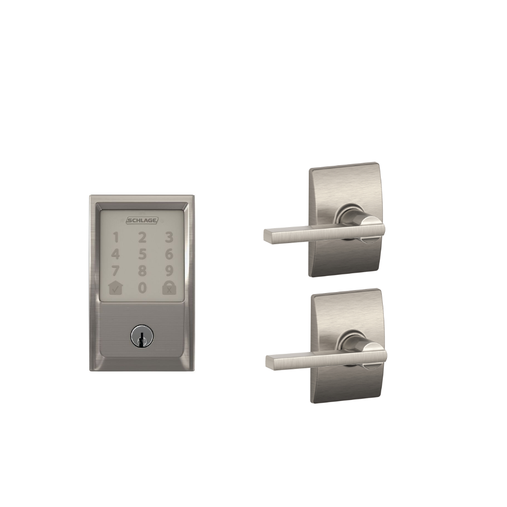 Schlage Encode - Smart Wi-Fi Deadbolt - Kitset Options available Encode Satin Nickel with Square Latitude Handles
